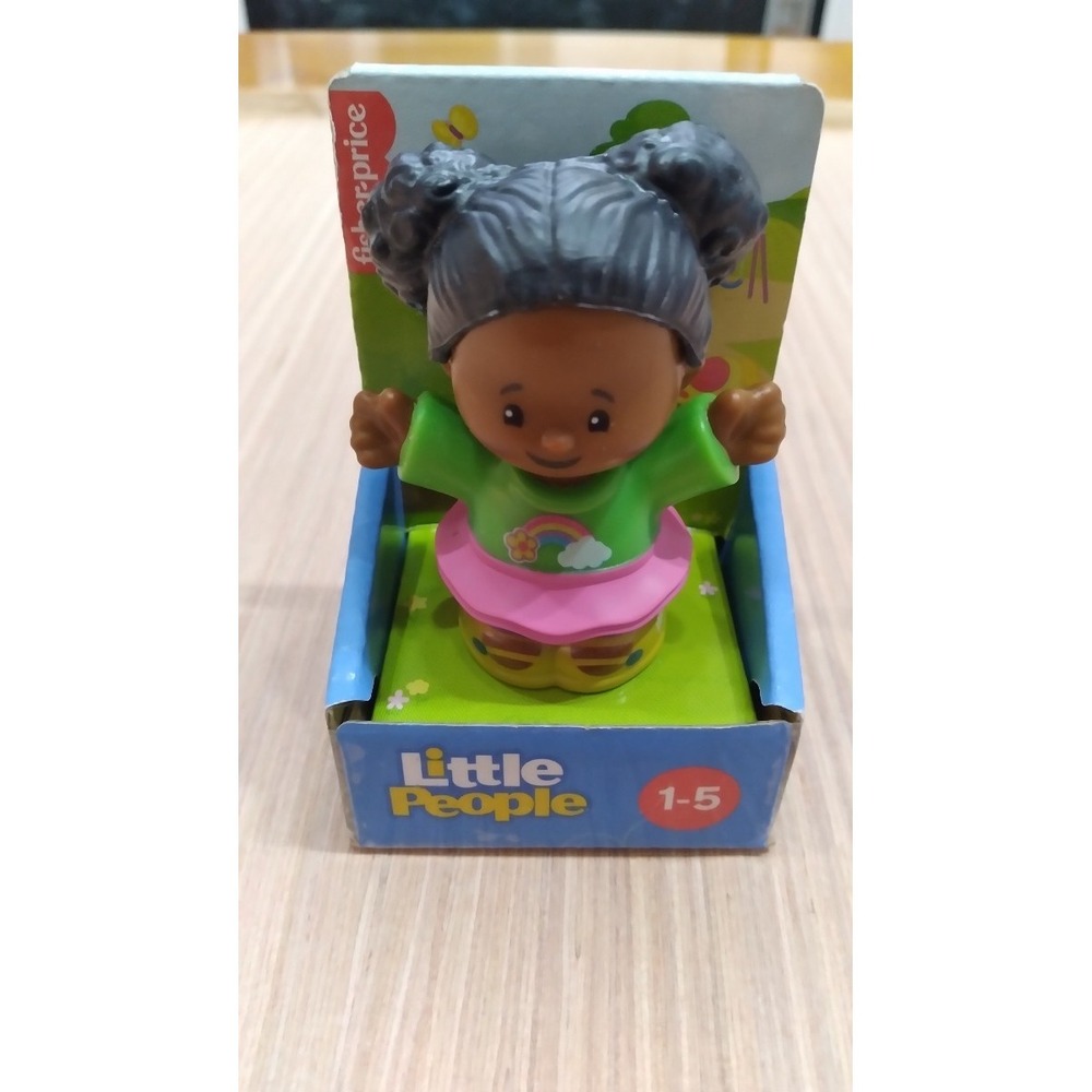 Fisher Price Little People African American Tessa Girl In Pink Tutu Green Shirt